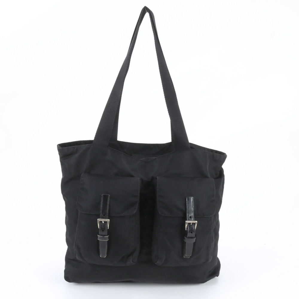 Prada Tessuto Nylon Triangle Logo Leather Tote Bag Shoulder for Men and Women